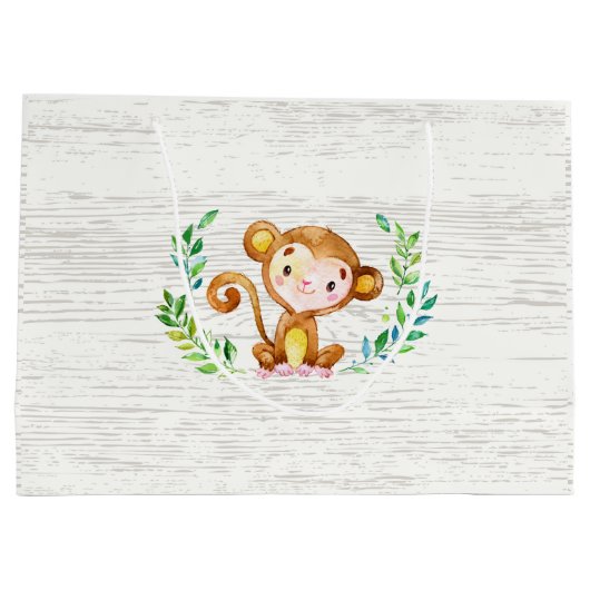 サファリジャングルアニマルズベビーシャワー抱き枕 ラージペーパーバッグ (裏面)