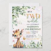 サファリジャングルアニマルズワイルドバースデー 招待状 (正面)