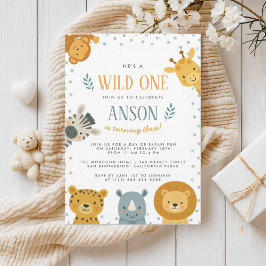 サファリジャングルアニマルズ誕生日招待状 招待状