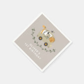 サファリジャングルアニマルズ1歳の誕生日名前をカスタムする スタンダードカクテルナプキン (角)