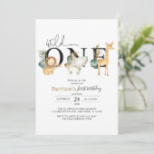 サファリジャングルアニマルズ ワイルドワン ファーストバースデー 招待状 (スタンド正面)