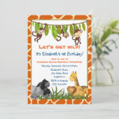 サファリジャングルアニマルテーマバースデーパーティー招待状 招待状 (スタンド正面)