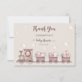 サファリジャングルアニマルトレインベビーシャワーありがとう カード (正面)