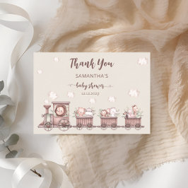 サファリジャングルアニマルトレインベビーシャワーありがとう カード