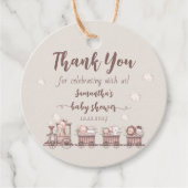 サファリジャングルアニマルトレインベビーシャワーメッセージカード フェイバータグ (正面)