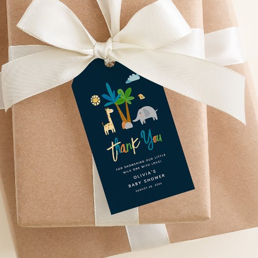 サファリジャングルアニマルワイルドワンベビーシャワーのお気に入り ギフトタグ