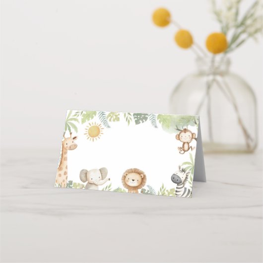 サファリジャングルアニマル誕生日フードテント プレイスカード (裏面)