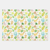 サファリジャングルアニマル誕生日ベビーシャワー ラッピングペーパーシート (正面2)