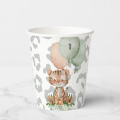 サファリジャングルウォーターカラータイガー誕生日 紙コップ (裏面)