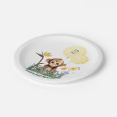 サファリジャングルウォーターカラーモンキーフラワーズ誕生日 ペーパープレート (アングル)