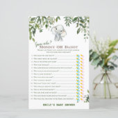 サファリジャングルエレファントベビシャワーゲーム印刷 (スタンド正面)