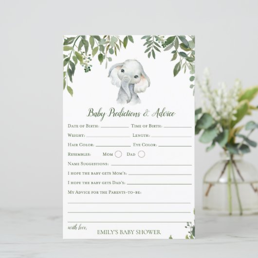 サファリジャングルエレファントベビシャワーゲーム印刷 (スタンド正面)