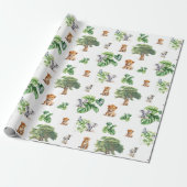 サファリジャングルエレファントライオントロピカルグリーン ラッピングペーパー (アンロールド)