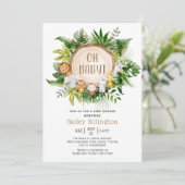 サファリジャングルオベビー水の色ベビーシャワー 招待状 (スタンド正面)