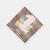 サファリジャングルガールズファースト誕生日紙ナプキンス スタンダードランチョンナプキン (角)