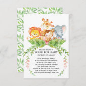 サファリジャングルガールズベビーシャワーブックベビー エンクロージャーカード (正面/裏面)