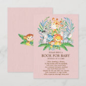 サファリジャングルガールズベビーシャワーブックベビー エンクロージャーカード (正面/裏面)