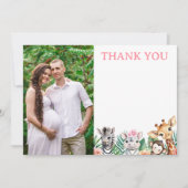 サファリジャングルガールベビーシャワーサンキューカード サンキューカード (正面)