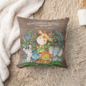 サファリジャングルガールボーイ誕生統計枕 クッション (ブランケット)