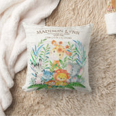 サファリジャングルガールボーイ誕生統計枕 クッション (ブランケット)