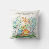 サファリジャングルガールボーイ誕生統計枕 クッション (正面)