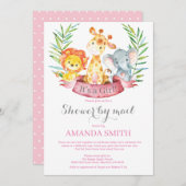 サファリジャングルガール赤ちゃんシャワーbyメール 招待状 (正面/裏面)