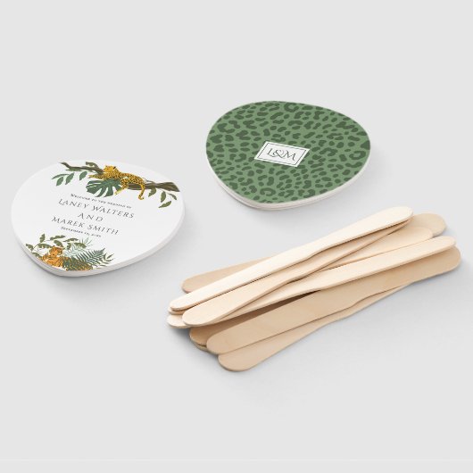 サファリジャングルキャッツグリーン結婚ヒョウ ハンドファン (組立なし)