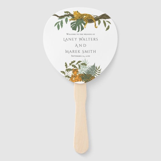 サファリジャングルキャッツグリーン結婚ヒョウ ハンドファン (正面)