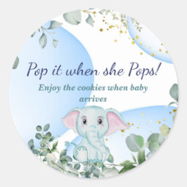 サファリジャングルキュートエレファントユーカリプトゥスブルーベビー ラウンドシール