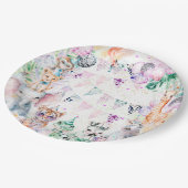 サファリジャングルキュート動物ガール誕生日 ペーパープレート (アングル)