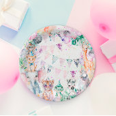 サファリジャングルキュート動物ガール誕生日 ペーパープレート