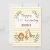 サファリジャングルキリンストライプズ白い誕生日カード (正面)