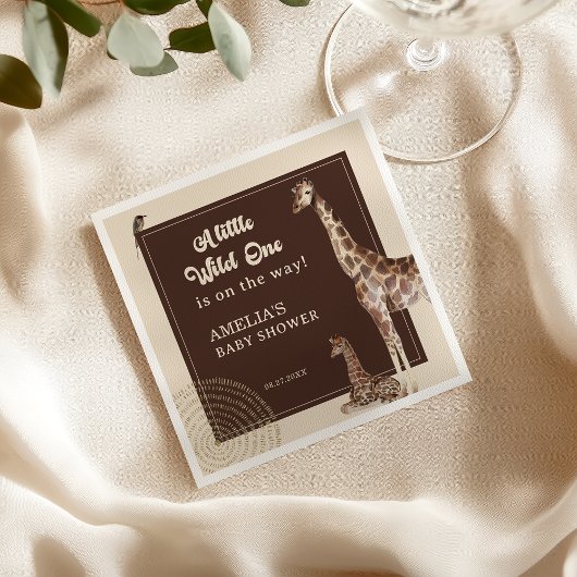 サファリジャングルキリン赤ちゃんシャワー スタンダードカクテルナプキン