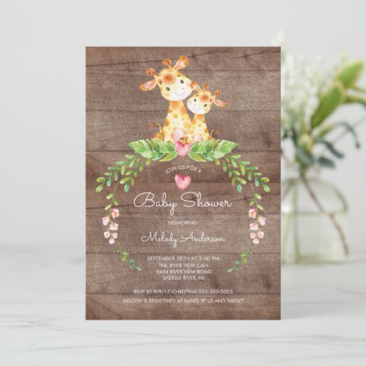 サファリジャングルキレーフベビーシャワー招待状 招待状 (スタンド正面)