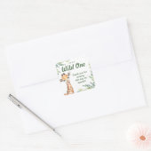 サファリジャングルキレーフワイルドワン誕生日パーティー スクエアシール (封筒)