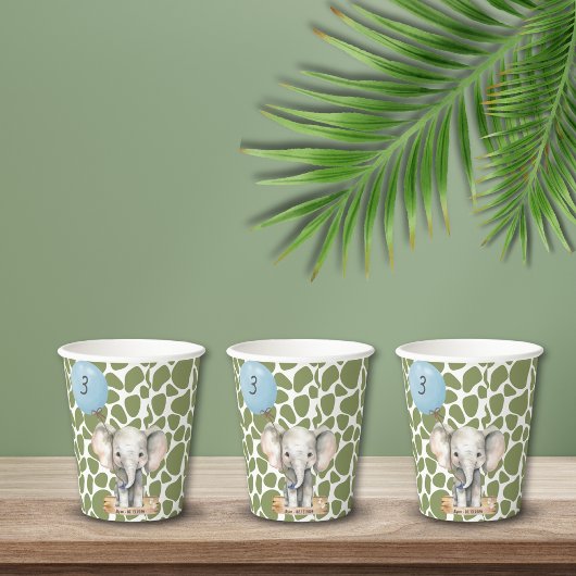 サファリジャングルズーアニマルゾウ誕生日 紙コップ