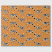 サファリジャングルゼブラパターンオレンジ ラッピングペーパー (フラット)