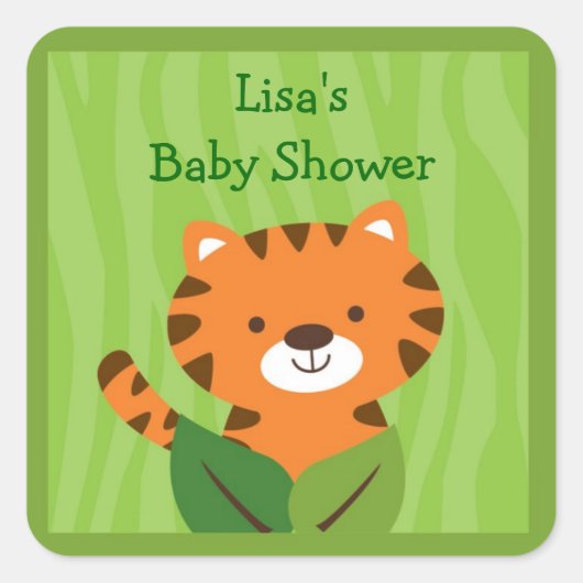 サファリジャングルタイガーのラベル スクエアシール (正面)