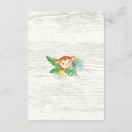 サファリジャングルニュートラルベビーシャワーブックベビー エンクロージャーカード (裏面)