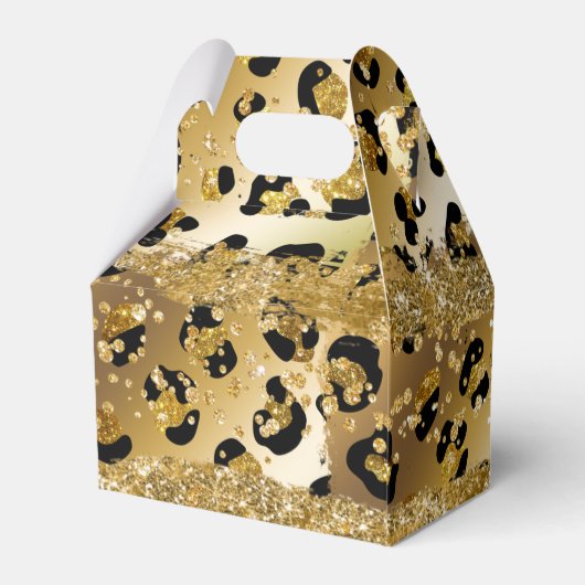 サファリジャングルヒョウ金ゴールドアフリカテーマシックパーティー フェイバーボックス (裏面サイド)