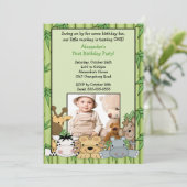 サファリジャングルフォト誕生日招待状 招待状 (スタンド正面)