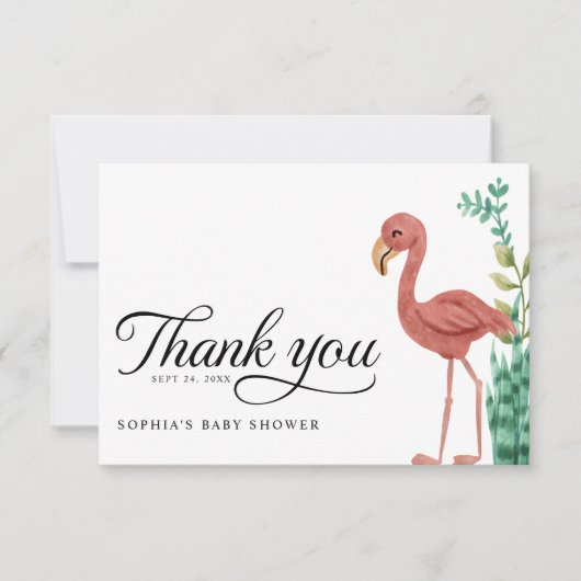 サファリジャングルフラミンゴボーイズ赤ちゃんシャワー サンキューカード (正面)