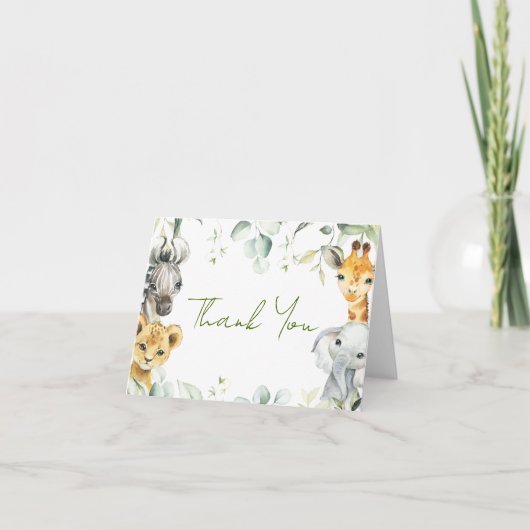 サファリジャングルベイビーシャワーの感謝カード サンキューカード (正面)