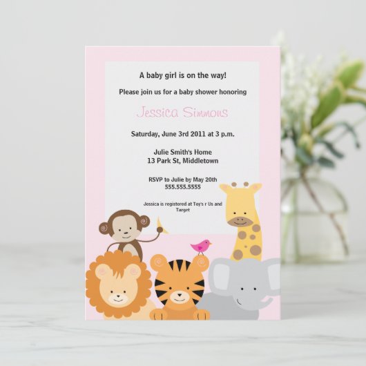 サファリジャングルベイビーシャワーガール 招待状 (スタンド正面)