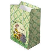 サファリジャングルベビーアニマルベビーシャワー ミディアムペーパーバッグ (裏面アングル)