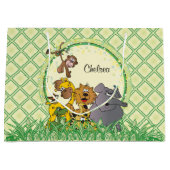 サファリジャングルベビーアニマルベビーシャワー ラージペーパーバッグ (正面)