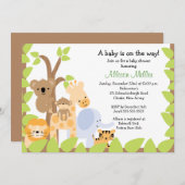 サファリジャングルベビーアニメイルズベビーシャワー招待状 招待状 (正面/裏面)