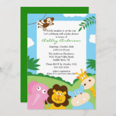 サファリジャングルベビーアニメイルズベビーシャワー招待状 招待状 (正面/裏面)