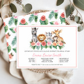 サファリジャングルベビーガールシャワー招待状 招待状