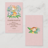 サファリジャングルベビーシャワーおむつラッフルチケット エンクロージャーカード (正面/裏面)